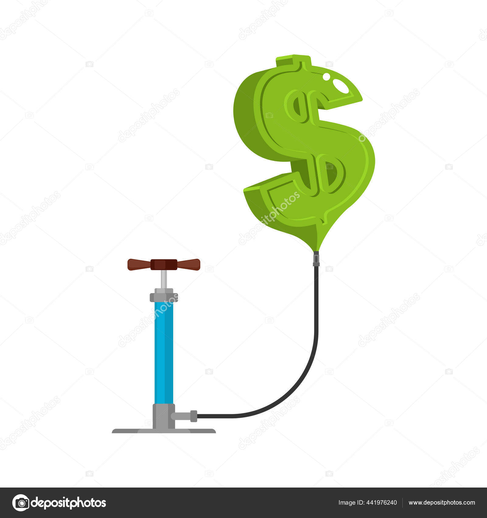 Pump Dollar Hand Air Pump Usd Price Rise Vector Illustration Stock