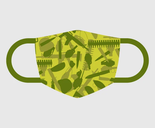 Februari Skyddande Medicinsk Mask Skyddsmask För Fosterlandsdagens Försvarare Militärt Mönster — Stock vektor