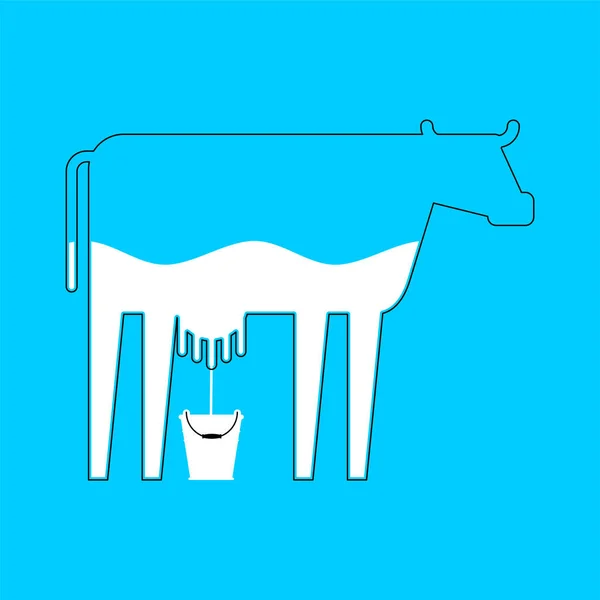 Vaca Con Leche Adentro Ilustración Vectorial Para Envasado Productos Lácteos — Vector de stock