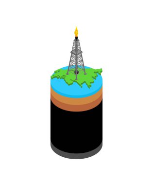 Rusya haritasında petrol platformu. Rusya 'da petrol üretimi. 