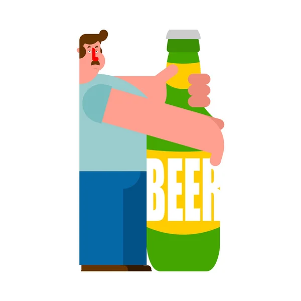 Amante Cerveja Homem Garrafa Cerveja Conceito Alcoólico —  Vetores de Stock