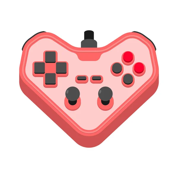 Joystick Στην Καρδιά Μερίδιο Έννοιες Λατρεύω Βιντεοπαιχνίδια Ζευγάρι Gamepad Συμβόλων — Διανυσματικό Αρχείο