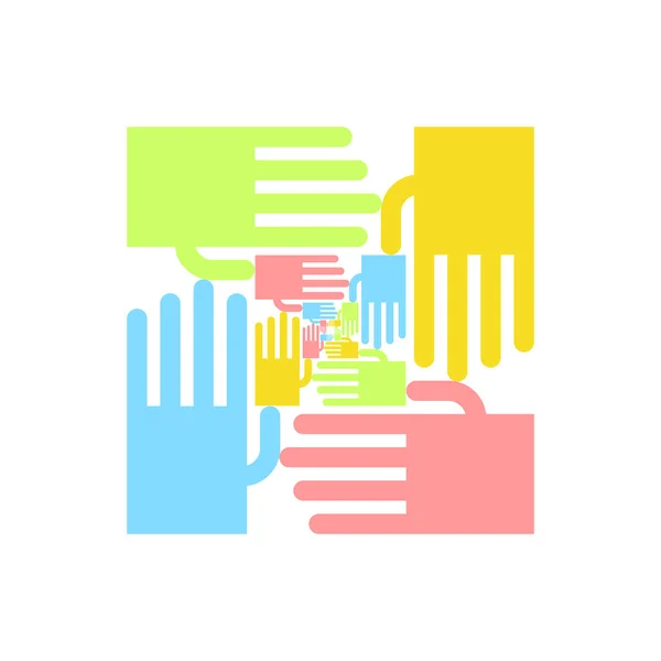 Logo Přátelství Symbol Vzájemné Pomoci Ruce Znamenají Sjednocení Koncept Přátelskosti — Stockový vektor