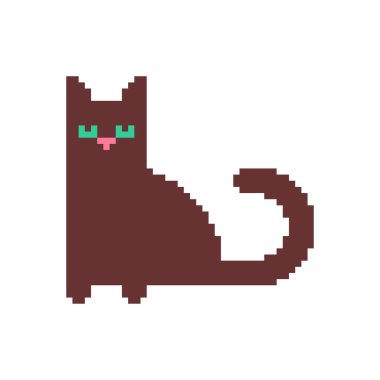 Kedi pikseli sanatı. Evcil hayvan 8 bit. pixelated vektör illüstrasyonu