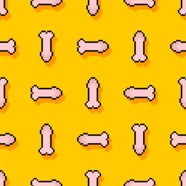 Penis pixel art pattern seamless. dick 8 bit background. pixelated vector texture