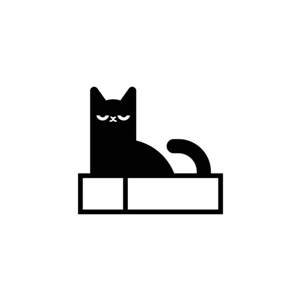 Kutu Ikonundaki Kedi Carton Davasının Içindeki Hayvan — Stok Vektör