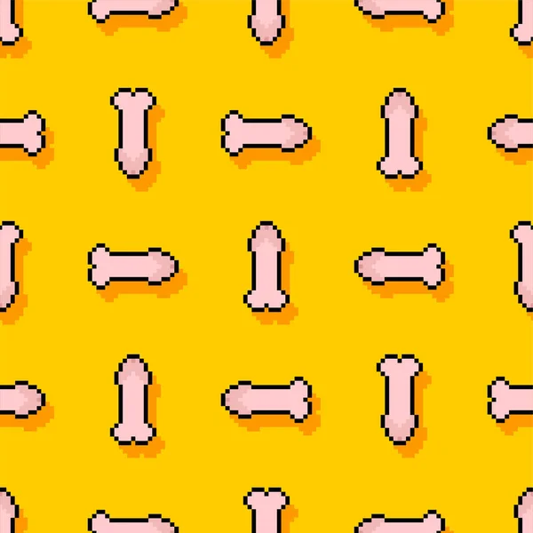 Penis Pixel Art Pattern Seamless Dick Bit Background Pixelated Vector — ストックベクタ