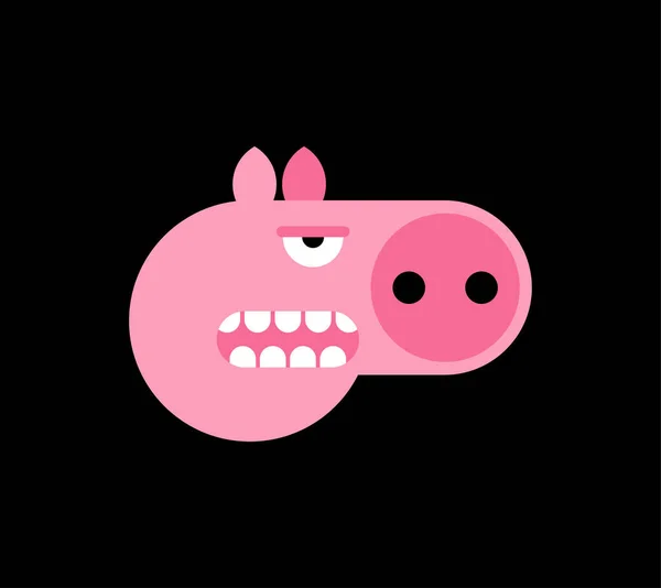 Wściekła Świnia Niezadowolona Świnka Ilustracja Nikczemny Wektor Świń — Wektor stockowy