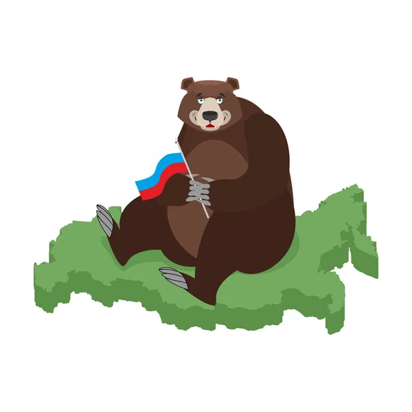 Bear Rusya Haritası Rus Ayısı Rusya Ulusal Canavarı — Stok Vektör