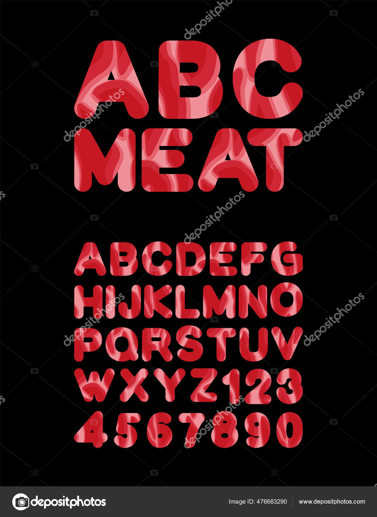 Meat Font Beef Abc Meat Letters Pork Alphabet Stock Vector Image by