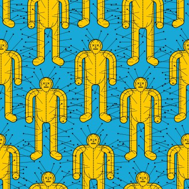 Voodoo Bebek desenleri kusursuz. İğneli arka planda delinmiş insan figürü.