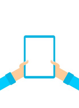 Tabletli eller izole edildi. aygıt ekranı ve parmak vektör çizimi