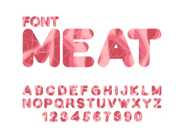 Fonte Meat Bœuf Abc Lettres Viande Alphabet Porc — Image vectorielle