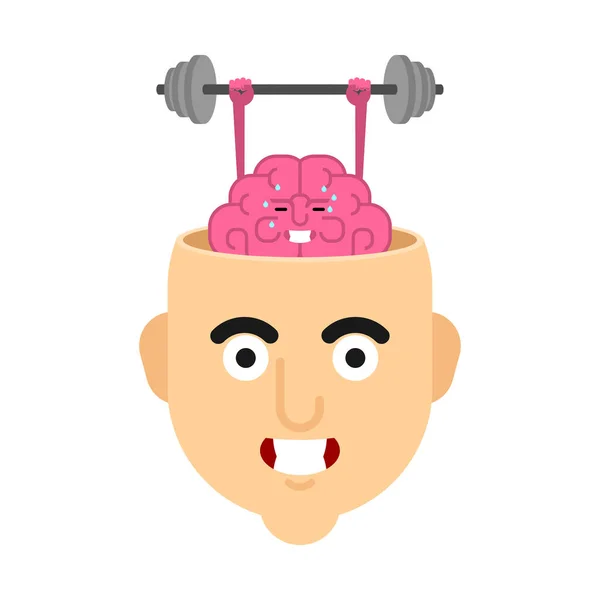 Head Brain Gym Boost Your Brains Brain Barbell — Stock Vector
