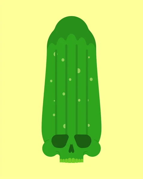 Skull Cucumber Isolated Deadly Scary Vegetable Vector Illustration — Vetor de Stock