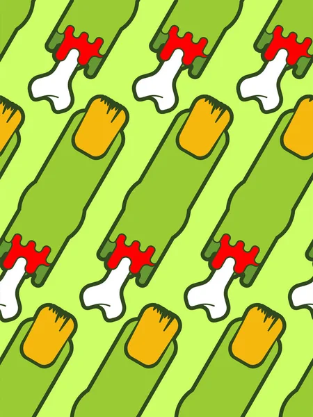 Zombie Finger Pattern Seamless Green Finger Bone Background — Vetor de Stock