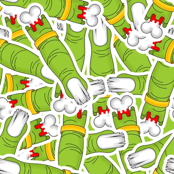 Μοτίβο Δακτύλων Ζόμπι Χωρίς Ραφή Πράσινο Φόντο Δακτύλων Και Οστών — Διανυσματικό Αρχείο