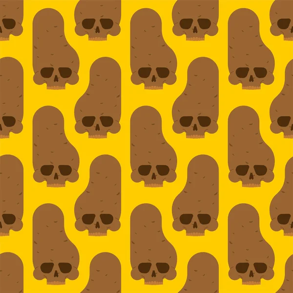 骷髅土豆图案天衣无缝 马铃薯骨骼背景 可怕的蔬菜病媒质感 — 图库矢量图片