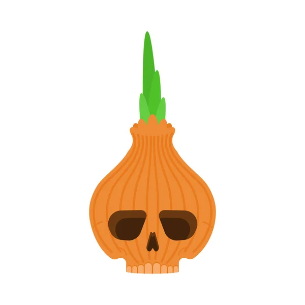Oignon Crâne Isolé Oignons Bulbes Squelette Illustration Vectorielle Légumes Terrifiante — Image vectorielle