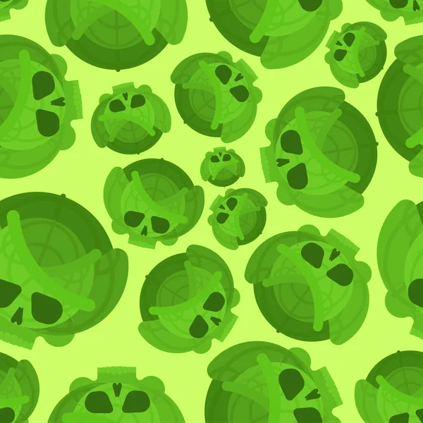 Cabbage Skull Pattern Seamless Skeleton Deadly Scary Vegetable Background Vector — ストックベクタ