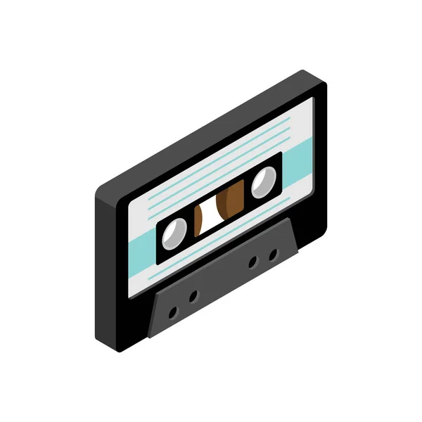 Retro Cassette Tape Recorder Boombox Cassette Isolated — Stock Vector