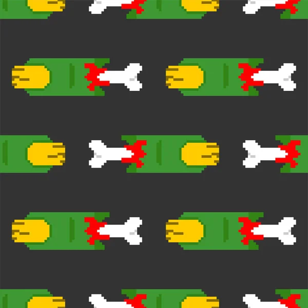 Zombie Finger Pixel Art Pattern Seamless Bit Green Finger Bone —  Vetores de Stock