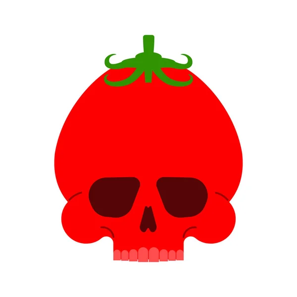 Skull Tomato Isolated Deadly Scary Vegetable Vector Illustration — Vetor de Stock