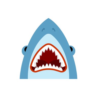 Jaw shark head isolated. Long sharp teeth marine predator