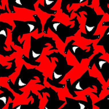 Fish hammer pattern seamless. Hammerhead shark background. marine predator texture