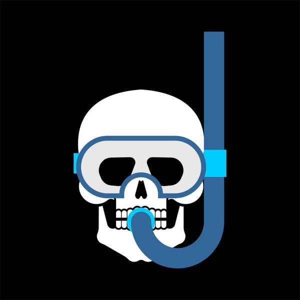 Skull Diver Aislado Hombre Rana Esqueleto Ilustración Vectorial — Archivo Imágenes Vectoriales