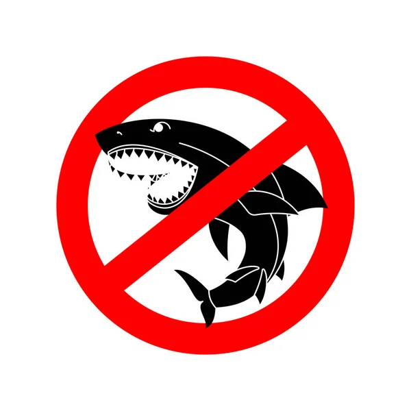 Stop Shark Ban Sea Predator Red Prohibition Road Sign — 图库矢量图片