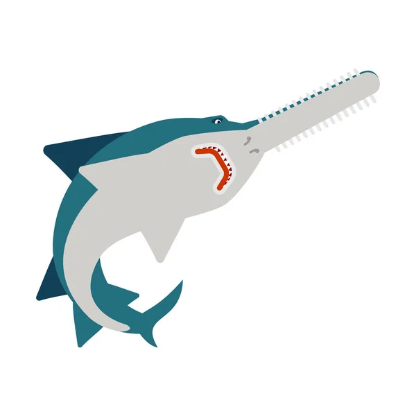 Sawfish Isolated Marine Predator Saw Fish Vector Illustration — 图库矢量图片