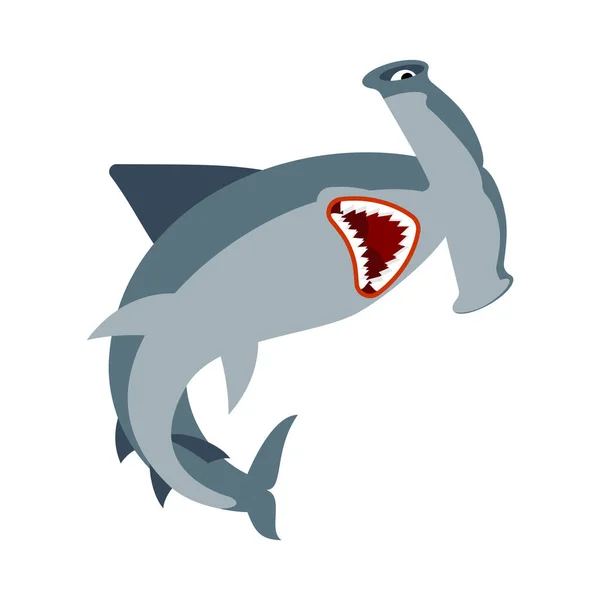 Hammerhead Shark Isolated Fish Hammer Marine Predator Vector Illustration — 图库矢量图片