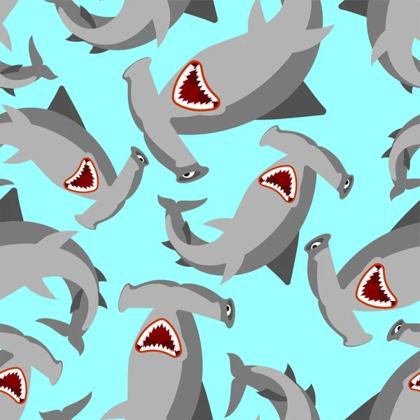 Padrão Martelo Peixe Sem Costura Fundo Tubarão Martelo Textura Predador — Vetor de Stock