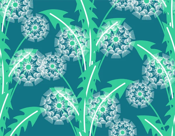 Pampeliškový Vzor Hladký Foukané Pozadí Textura Květin — Stockový vektor