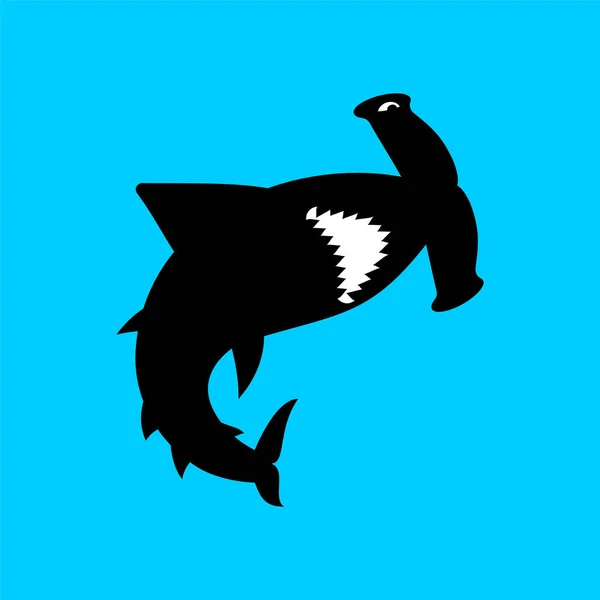 Icono Tiburón Martillo Señal Martillo Pescado Ilustración Del Vector Depredador — Archivo Imágenes Vectoriales