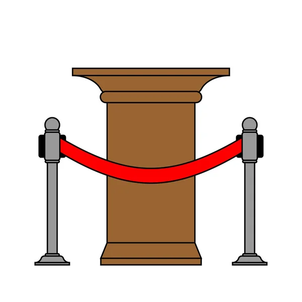 Pedestal Red Fence Stand Fenced Red Ribbon — 图库矢量图片