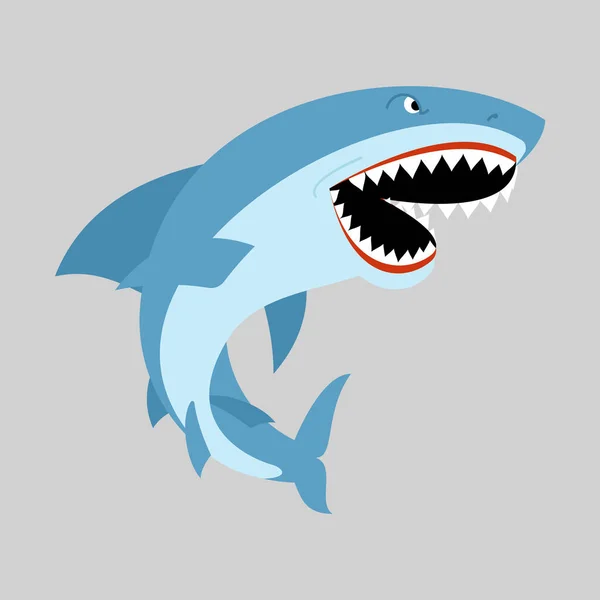Shark Isolated Sea Predator Large Predatory Marine Fish Vector Illustration — Stock Vector