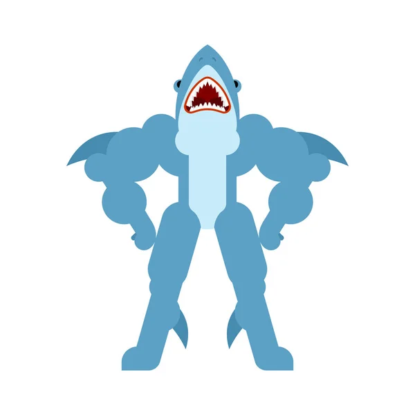 Strong Shark Powerful Marine Predator Fish Strongman — 图库矢量图片