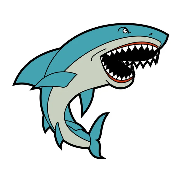 Shark Isolated Sea Predator Large Predatory Marine Fish Vector Illustration — Διανυσματικό Αρχείο