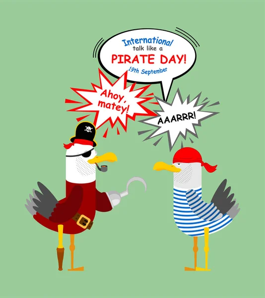 International Talk Pirate Day Mouette Tenue Pirate Pirate Mouettes Illustration — Image vectorielle