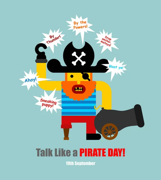 Hablar Internacionalmente Como Pirata Palabras Palabras Piratas Ilustración Vectorial Vacaciones — Vector de stock