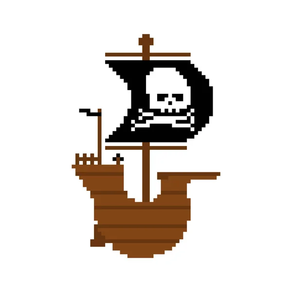 Arte Pixel Barco Pirata Piratas Bits Ilustración Vectorial Pixelada — Archivo Imágenes Vectoriales