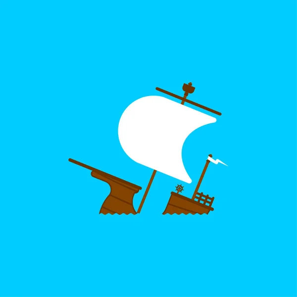 Відкинутий Корабель Ізольовано Корабель Затонув Океані Векторна Ілюстрація — стоковий вектор