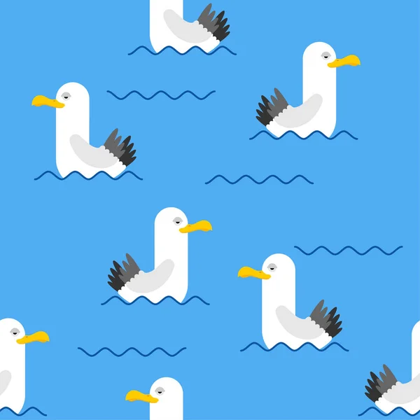 Patrón Gaviota Sin Costuras Fondo Gaviota Textura Aves Marinas — Vector de stock