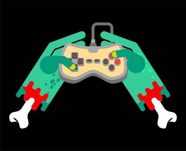 Zombie Gioca Sul Gamepad Zombie Mani Joystick — Vettoriale Stock