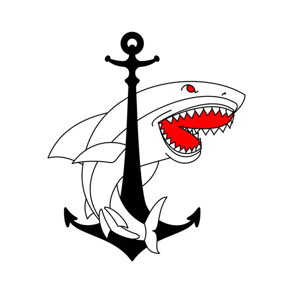 Signo Tiburón Ancla Ilustración Vectorial Símbolo Náutico — Archivo Imágenes Vectoriales