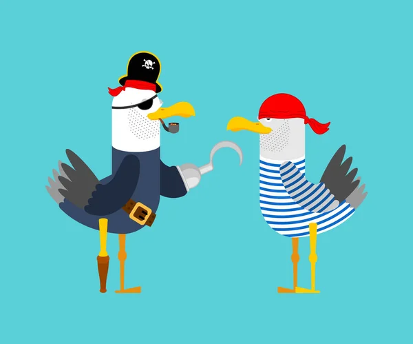 Pirata Gaviota Aislado Gaviota Con Ropa Pirata Ilustración Vectorial Para — Vector de stock