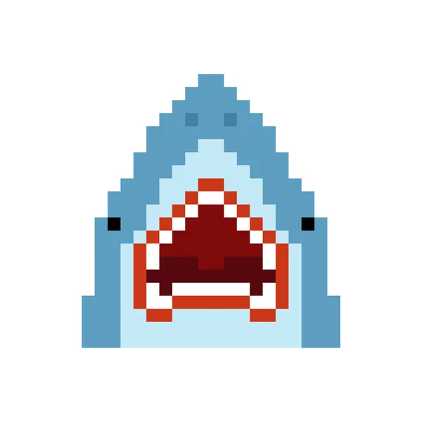 Акула Піксельного Мистецтва Біт Підводний Хижак Піксель — стоковий вектор