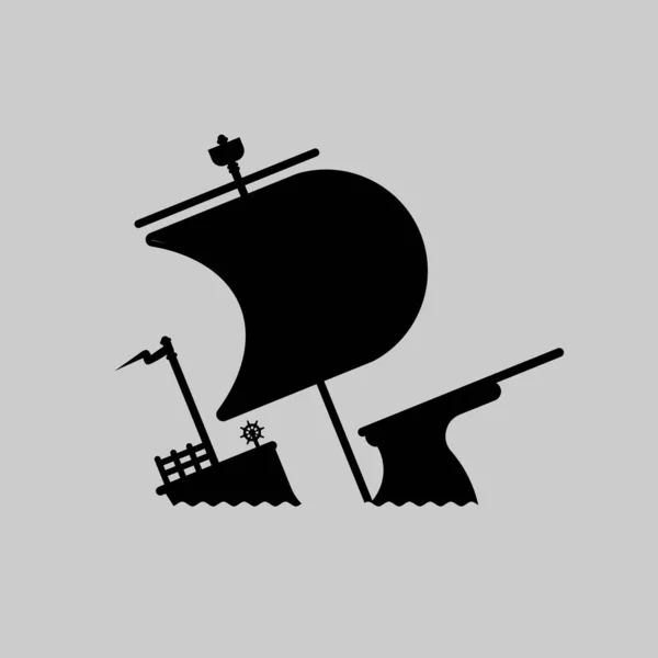 Symbol Des Versunkenen Schiffes Symbolvektorabbildung — Stockvektor